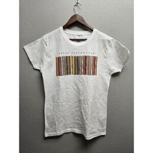 Womens Upper Playground Top Shirt Barcode Graphic White Tee XXL